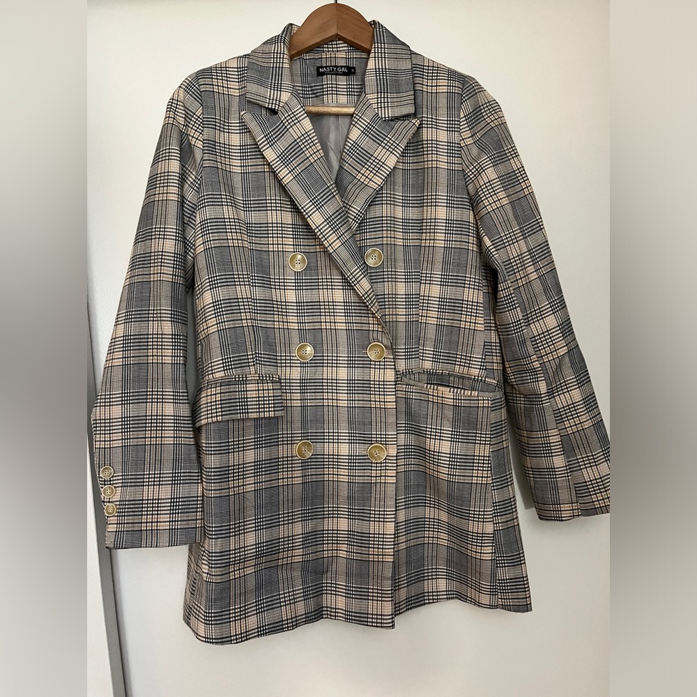 Nasty Gal Plaid Boyfriend Blazer